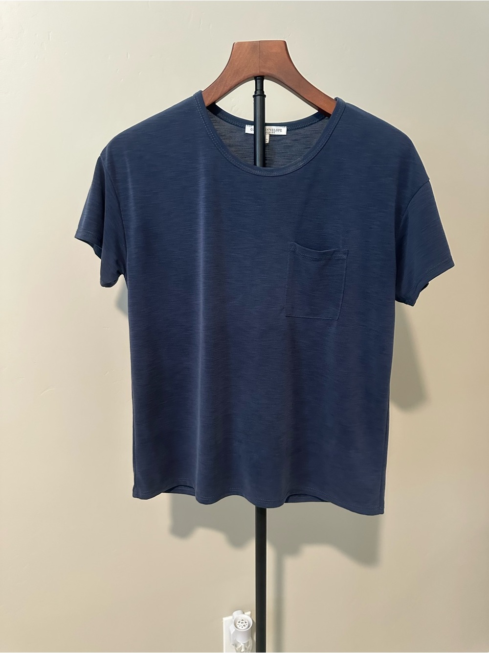 Green Envelope Slate Blue Crewneck Top